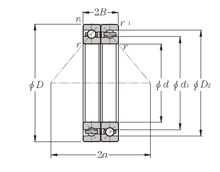 角接觸球軸承，品牌：NTN，尺寸圖1