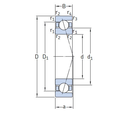 角接觸球軸承，品牌：SNFA，尺寸圖1