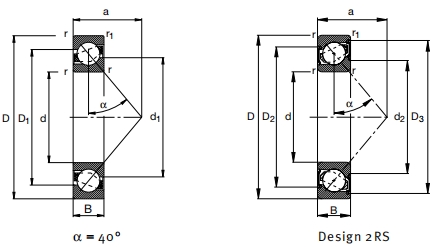 角接觸球軸承，品牌：FAG，尺寸圖1