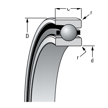 角接觸球軸承，品牌：FAFNIR，尺寸圖1